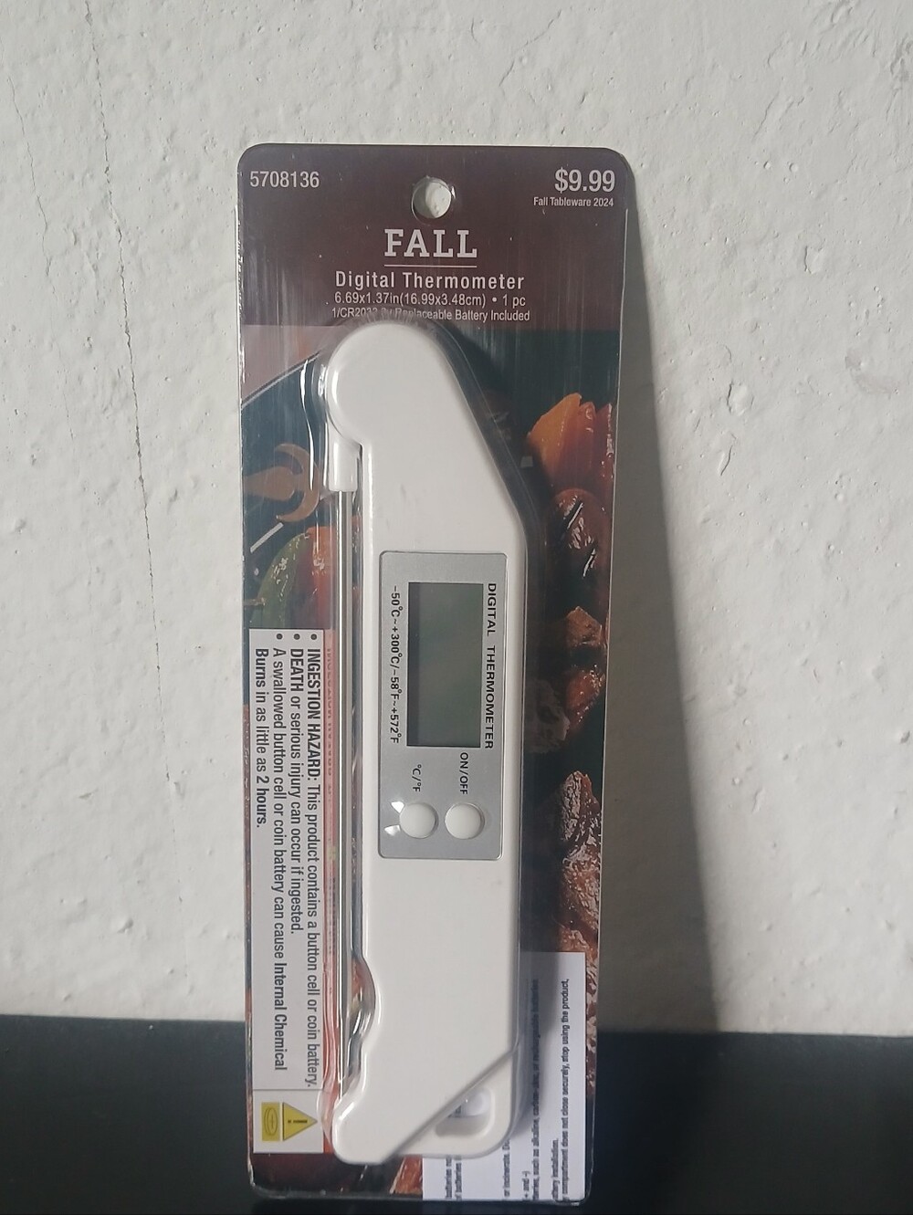 White Digital Thermometer - Foldable Probe